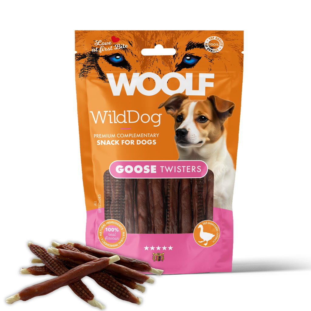 Woolf Wilddog Gås Twister 100 g