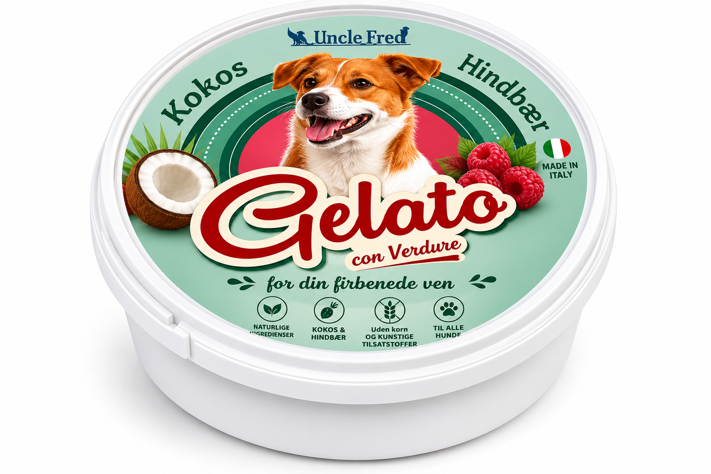 Gelato Hundeis Kokos & Bringebær